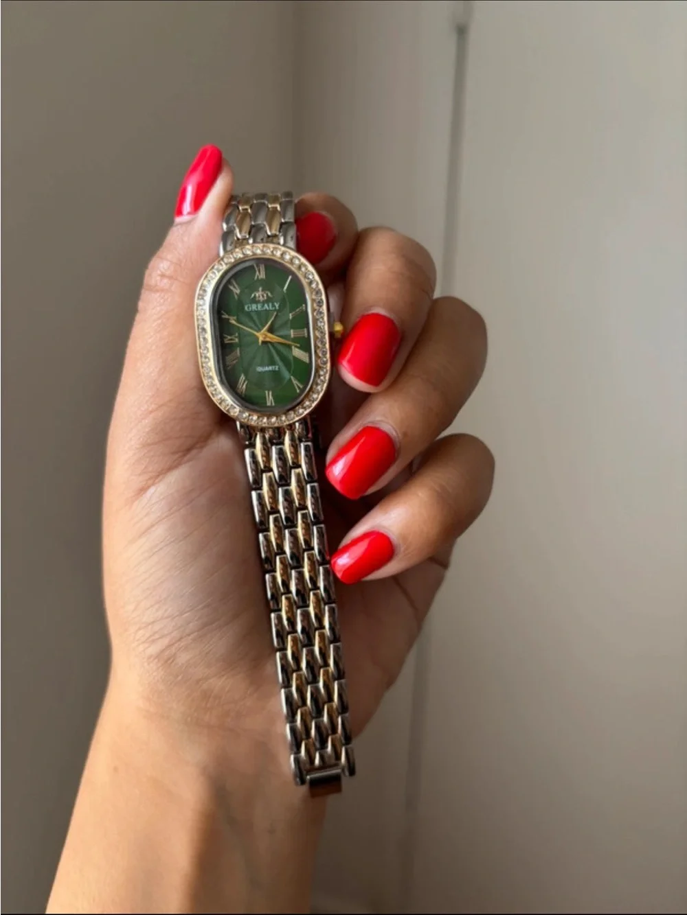 Green Dial Women's Stainless Steel Bracelet Watch